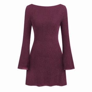 NWT | Cider Maroon Backless Shimmering Dress